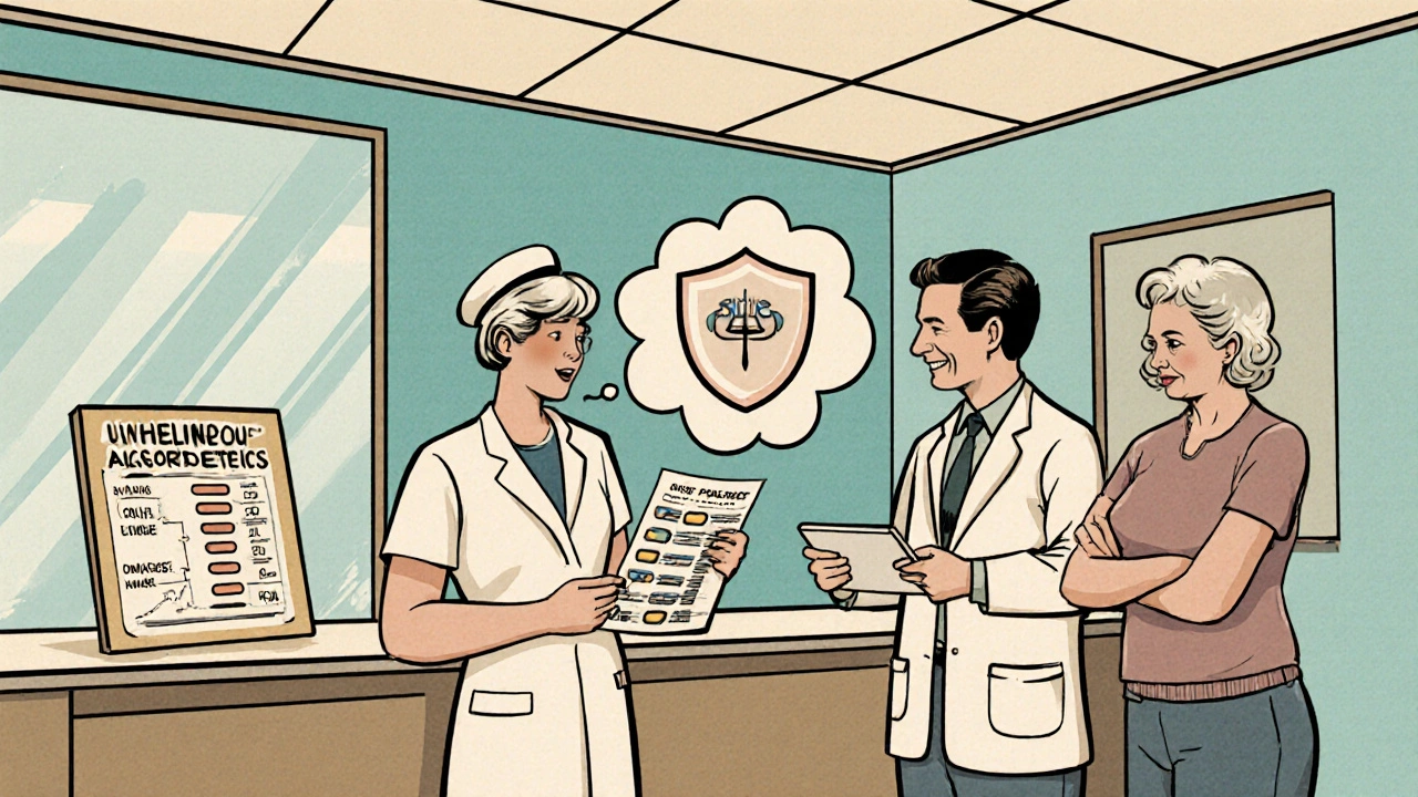 Pharmacien remet un rapport génétique au médecin, patient rassuré.