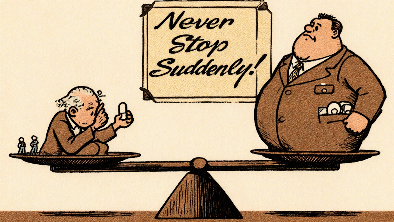 Balance entre un homme âgé avec dexaméthasone et un homme plus lourd avec prednisone, illustrant les effets sur les glandes surrénales.