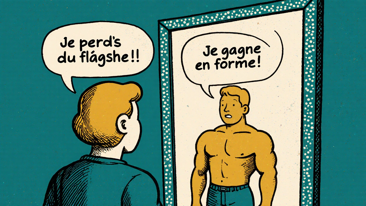 Personne regardant son reflet avec deux versions d&#039;elle-même, style bande dessinée ancienne.