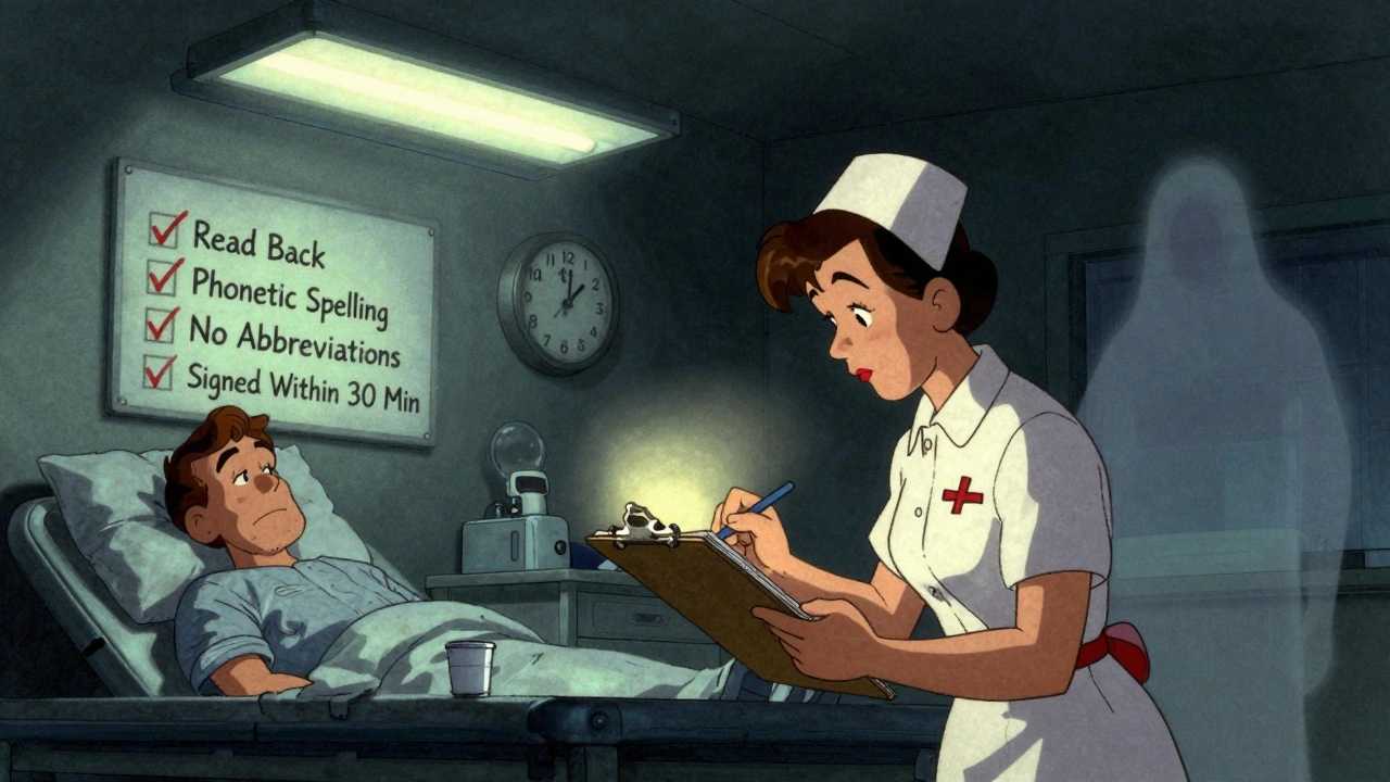 Équipe de nuit en hôpital, une infirmière complète une checklist de sécurité médicale sous une lumière vacillante.