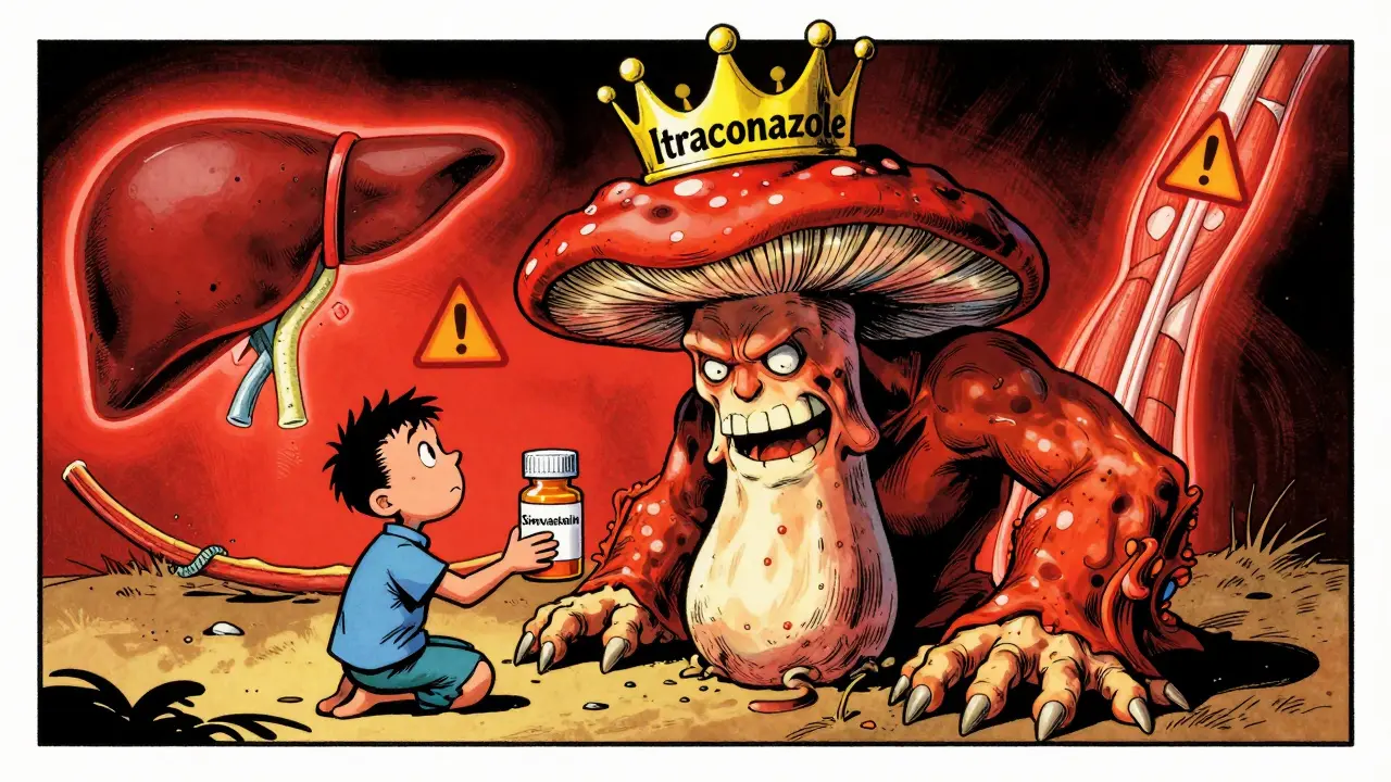 Azoles antifongiques et statines : risques de myopathie et d'interaction hépatique