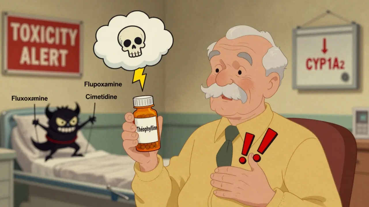 Clairance de la théophylline : réduction du métabolisme par certains médicaments