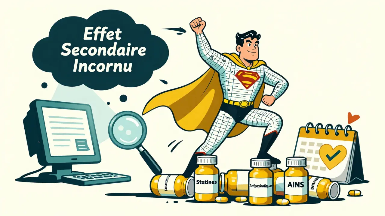 Un patient héroïque écarte un nuage de risques médicaux avec des outils de surveillance.