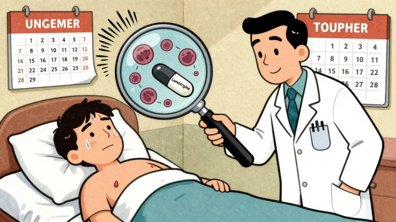 Des lymphocytes T attaquent un médicament dans un diagramme médical humoristique en style vintage.