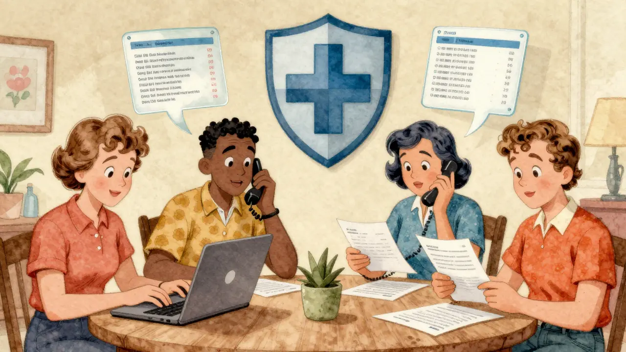 Des patients à domicile rejoignent un registre de sécurité des médicaments par différents moyens, en style cartoon vintage.