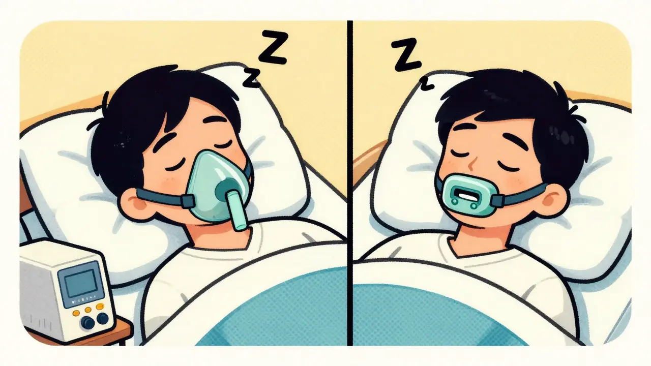 Comparaison entre un utilisateur de CPAP et un utilisateur d'orthèse mandibulaire.