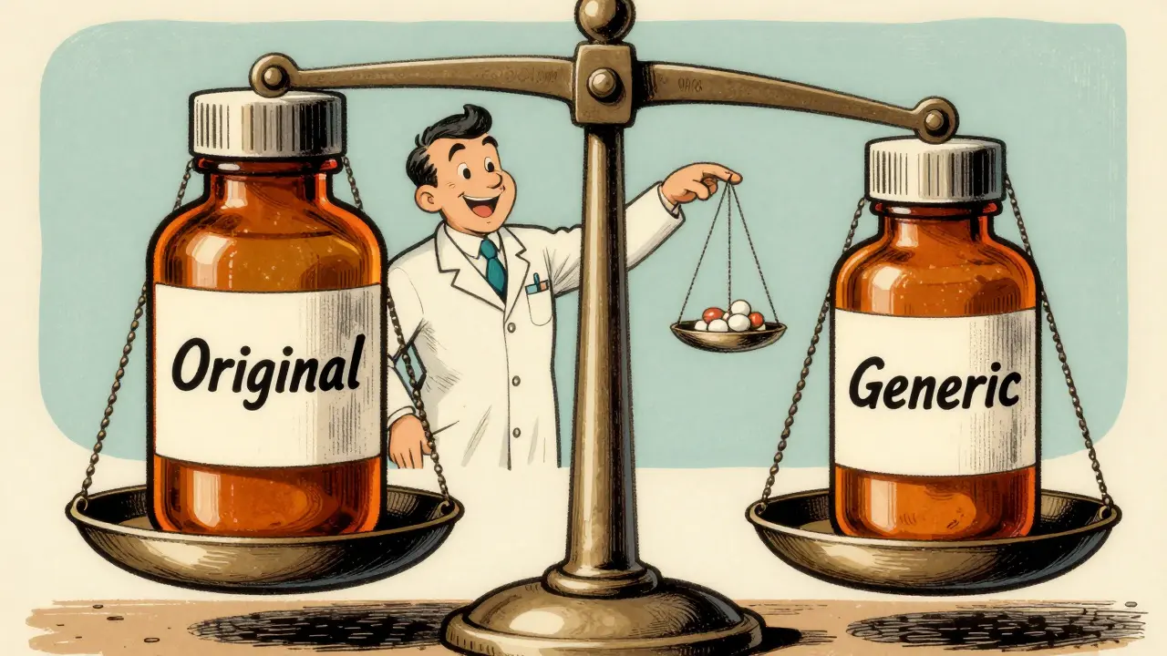 Balance comparant le coût et la valeur des génériques et des originaux.