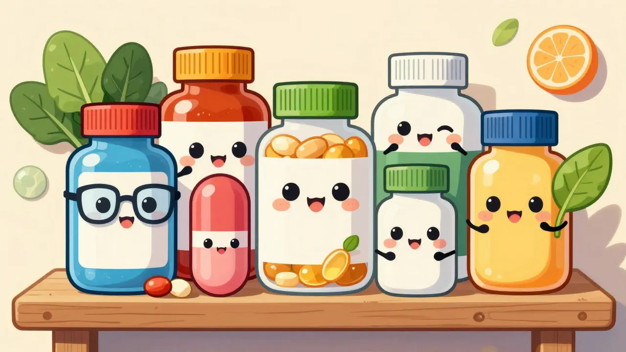 Bouteilles de compléments personnifiées avec visages mignons