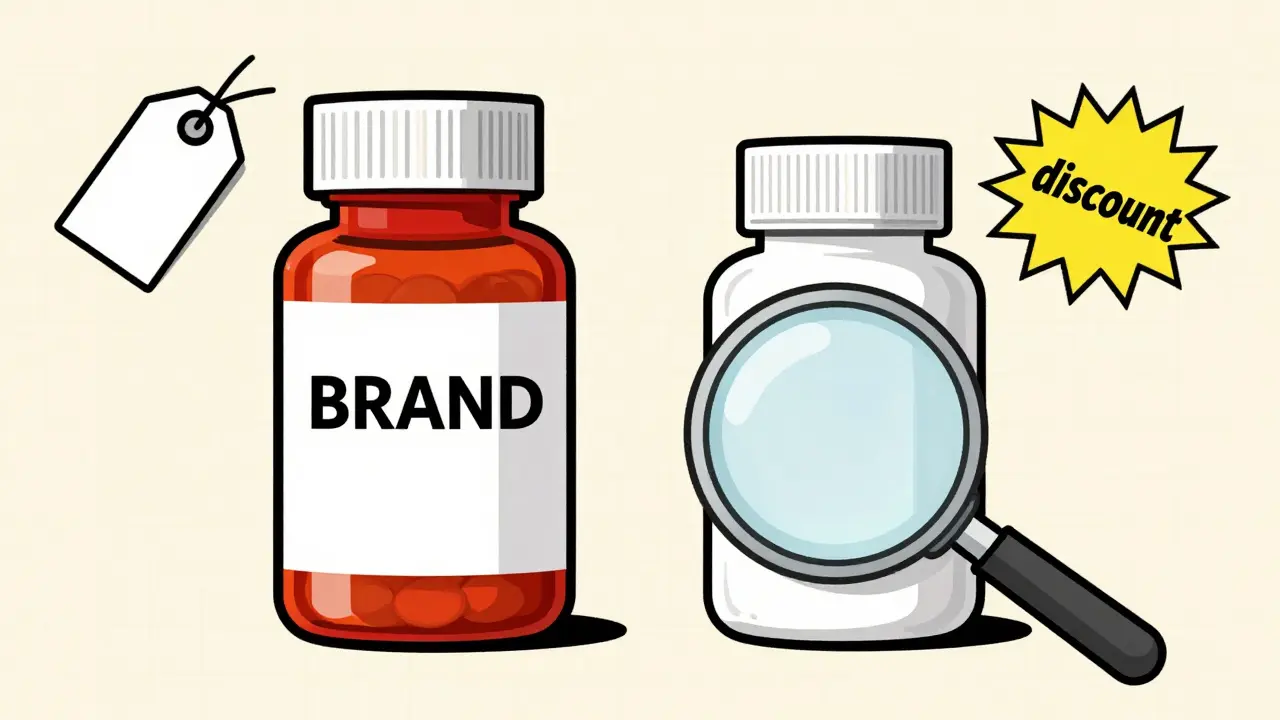 Comparaison visuelle entre une marque pharmaceutique et son générique moins cher