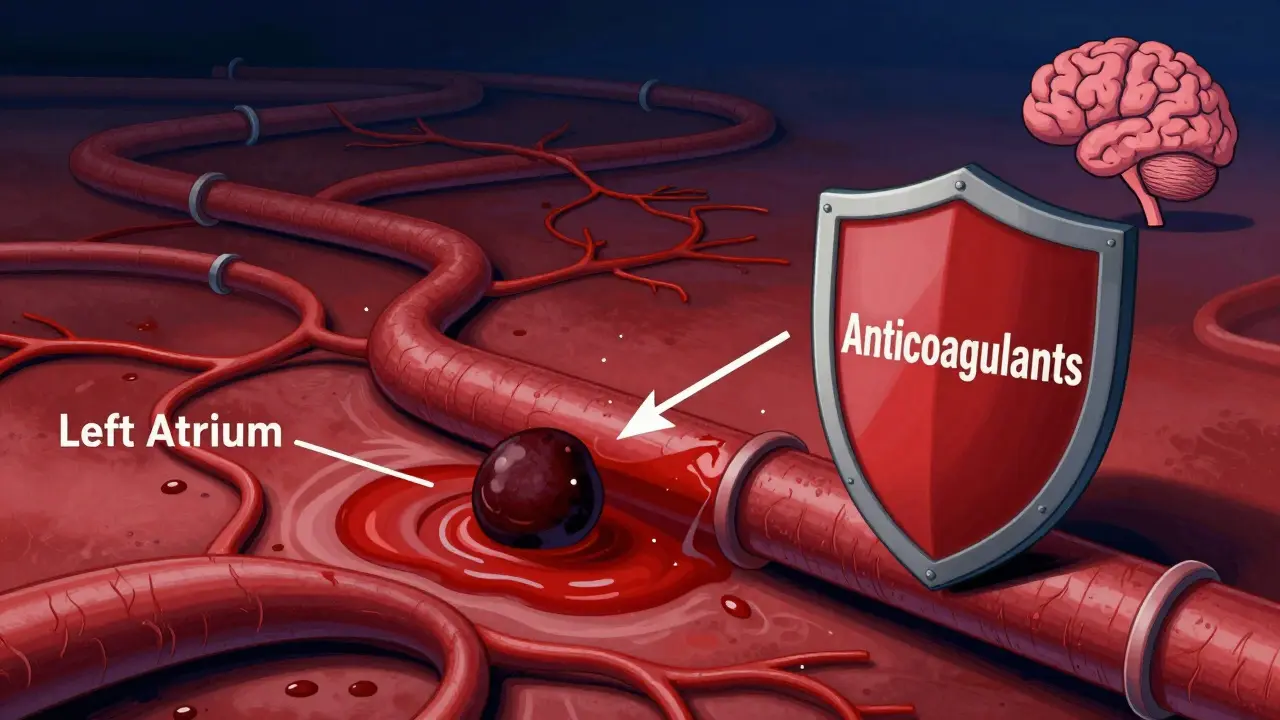 Illustration du risque d'AVC et prévention par anticoagulants