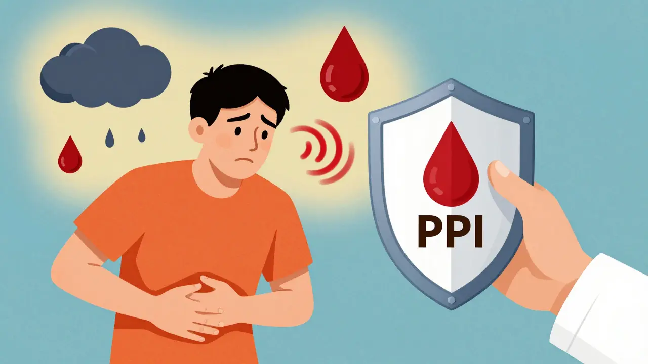 Patient avec signes d'alerte et protection médicale illustrée
