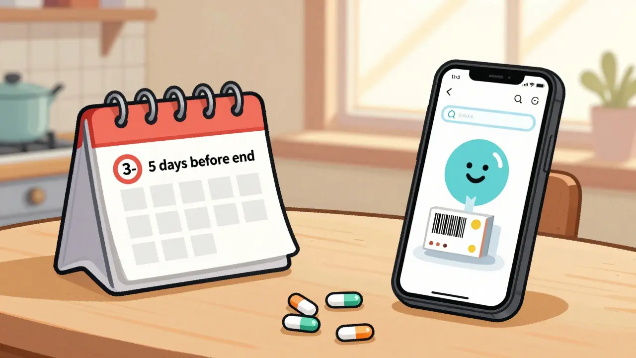Personne planifiant ses renouvellements avec un calendrier et une application mobile