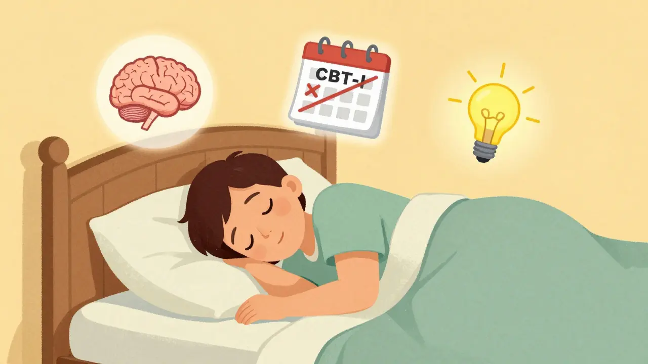 Une personne dormant paisiblement, symbolisant le succès de la thérapie cognitivo-comportementale