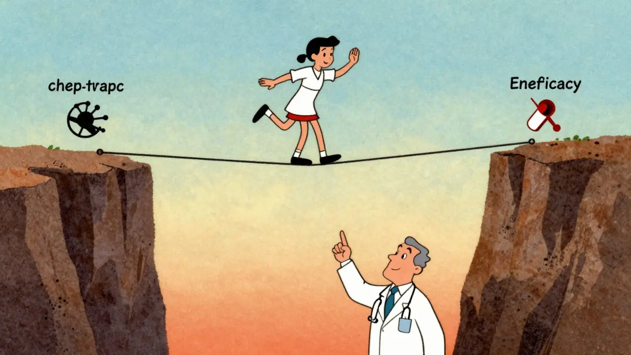Illustration conceptuelle d'un funambule représentant la prudence médicale