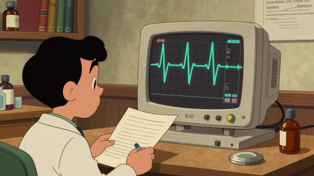 Médecin surveillant un moniteur ECG alarmant