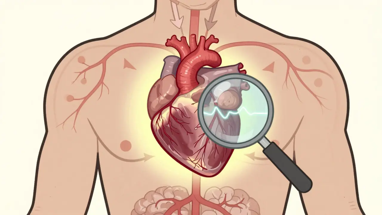Cartoon illustration of internal body processes showing medication flow