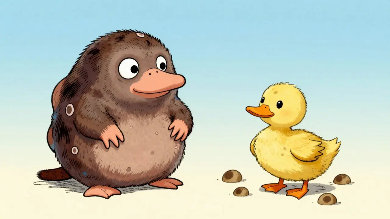 Illustration métaphorique du signe du canard moche comparant des taches cutanées