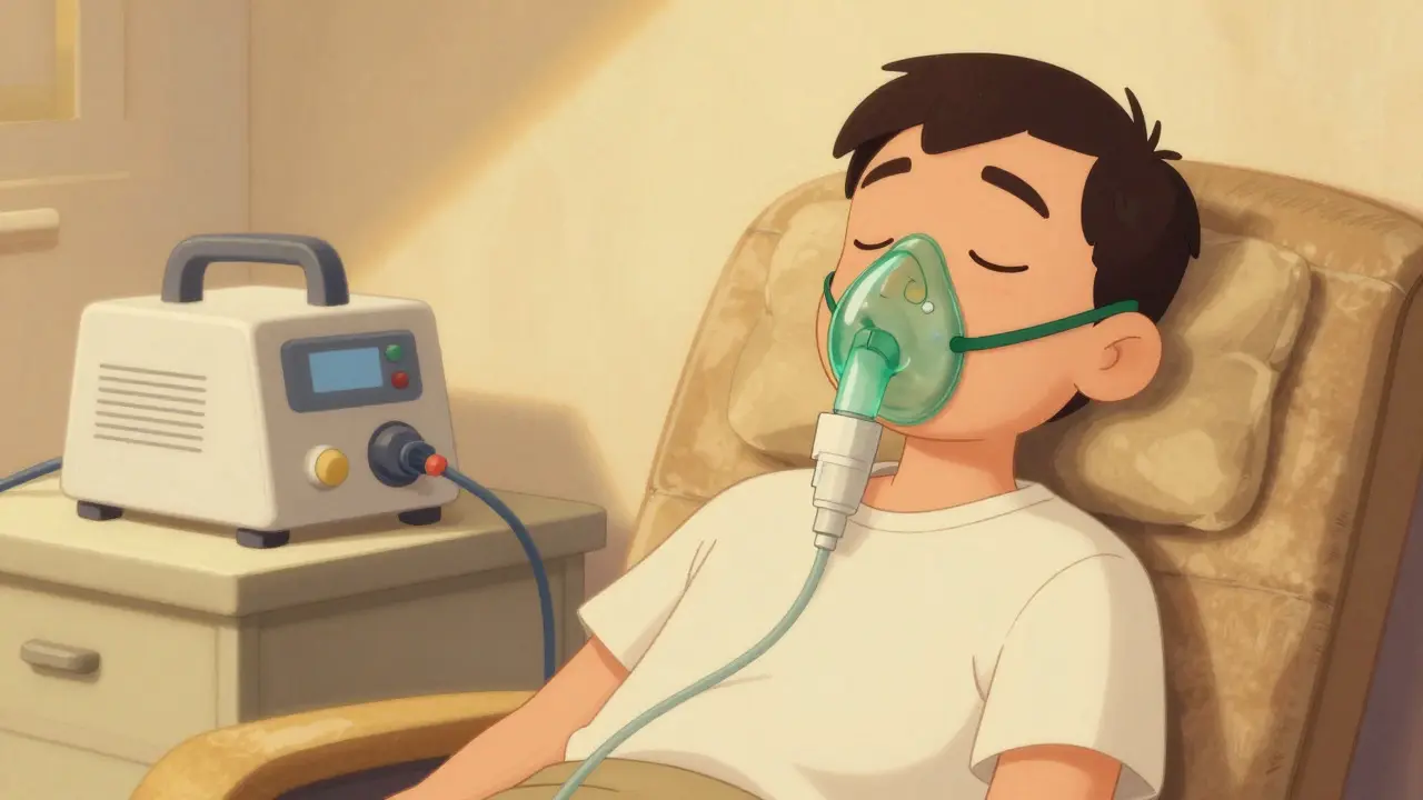 Patient apaisé après une séance d'oxygénothérapie efficace